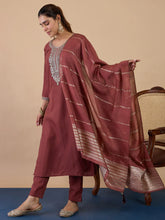 Nyra Brown Women’s Traditional Kurta Pant Set with Dupatta