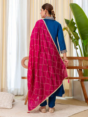 Ruhani Teal Special Designer Kurta Pant Set with Elegant Dupatta