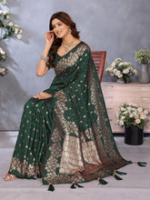 Premium Summer Green Banarasi Silk Saree with Exclusive Gala Weaving Work