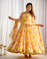 Radiate Elegance with Our Designer Floral Print Anarkali Set