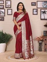 Maroon Premium Pure Soft Banarasi Silk Saree