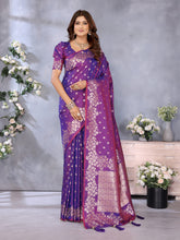 Premium Summer Purple Banarasi Silk Saree with Exclusive Gala Weaving Work