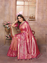 Premium Red Pure Banarasi Tissue Silk Saree with All-Over Weaving Butties
