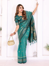 Premium Teal Green South Soft Silk Saree with Rich Zari Weaving Border & Heavy Pallu