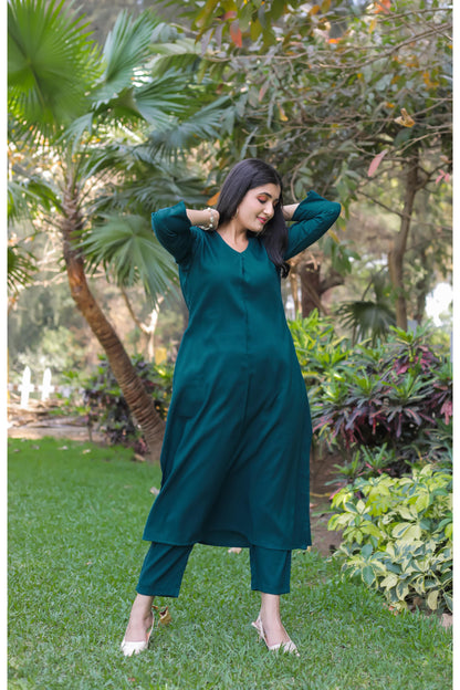 Febyana Modal Designer Co-ord Set With V-Neckline