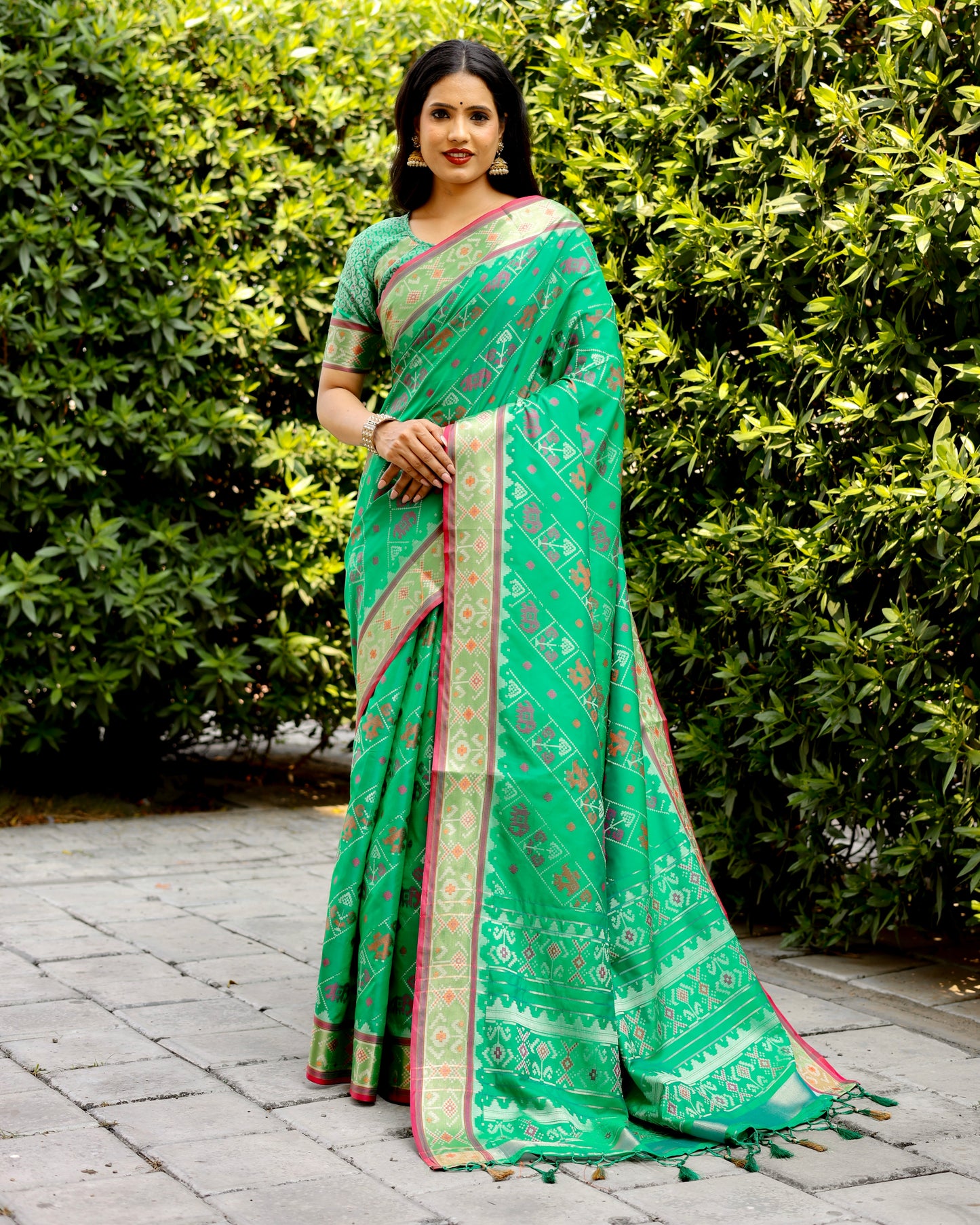 Zari Green Patola Silk Classic Saree