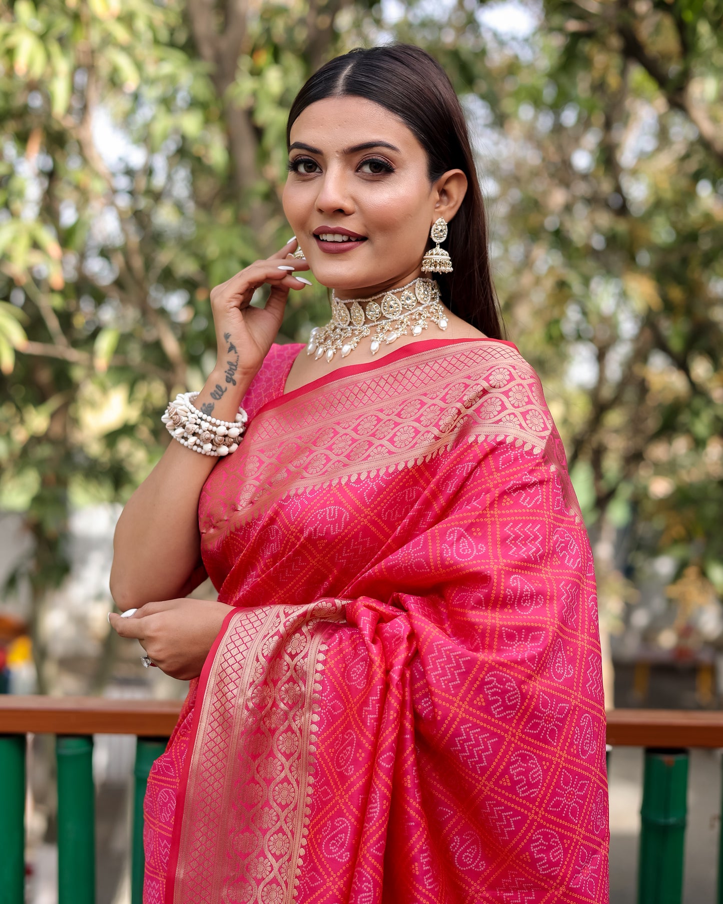 HOT PINK WOVEN PATOLA SILK SAREE