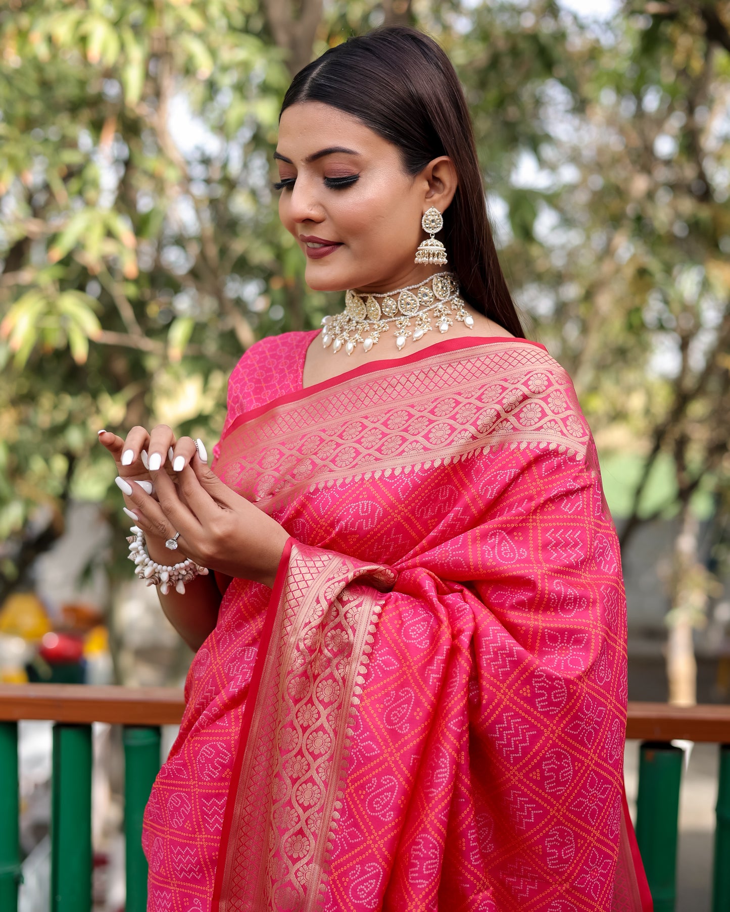 HOT PINK WOVEN PATOLA SILK SAREE