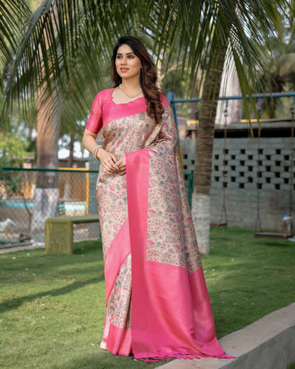 GORGEOUS SOFT BANARASI SILK PINK SAREE