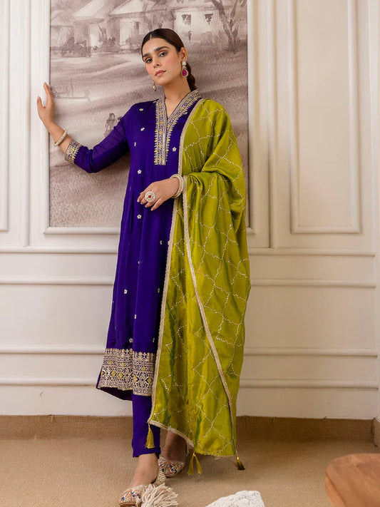 Ruhani Purple Special Designer Kurta Pant Set with Elegant Dupatta