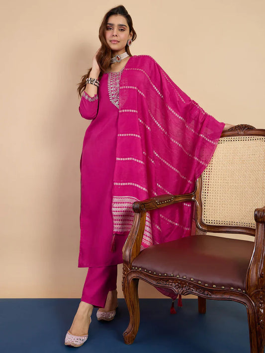 Myra Pink Women's Designer Kurta Pant Set Premium Pattern Collection