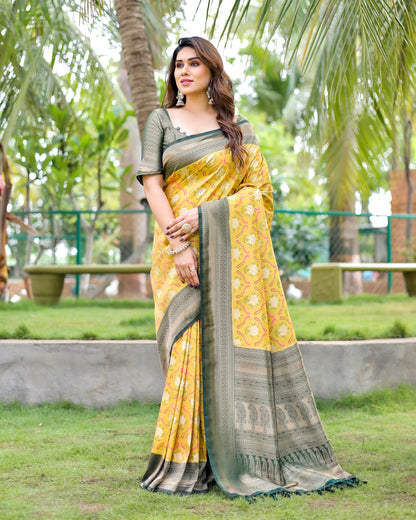 Gorgeous Traditional Kanjivaram Yellow Sarees For Special Occasion