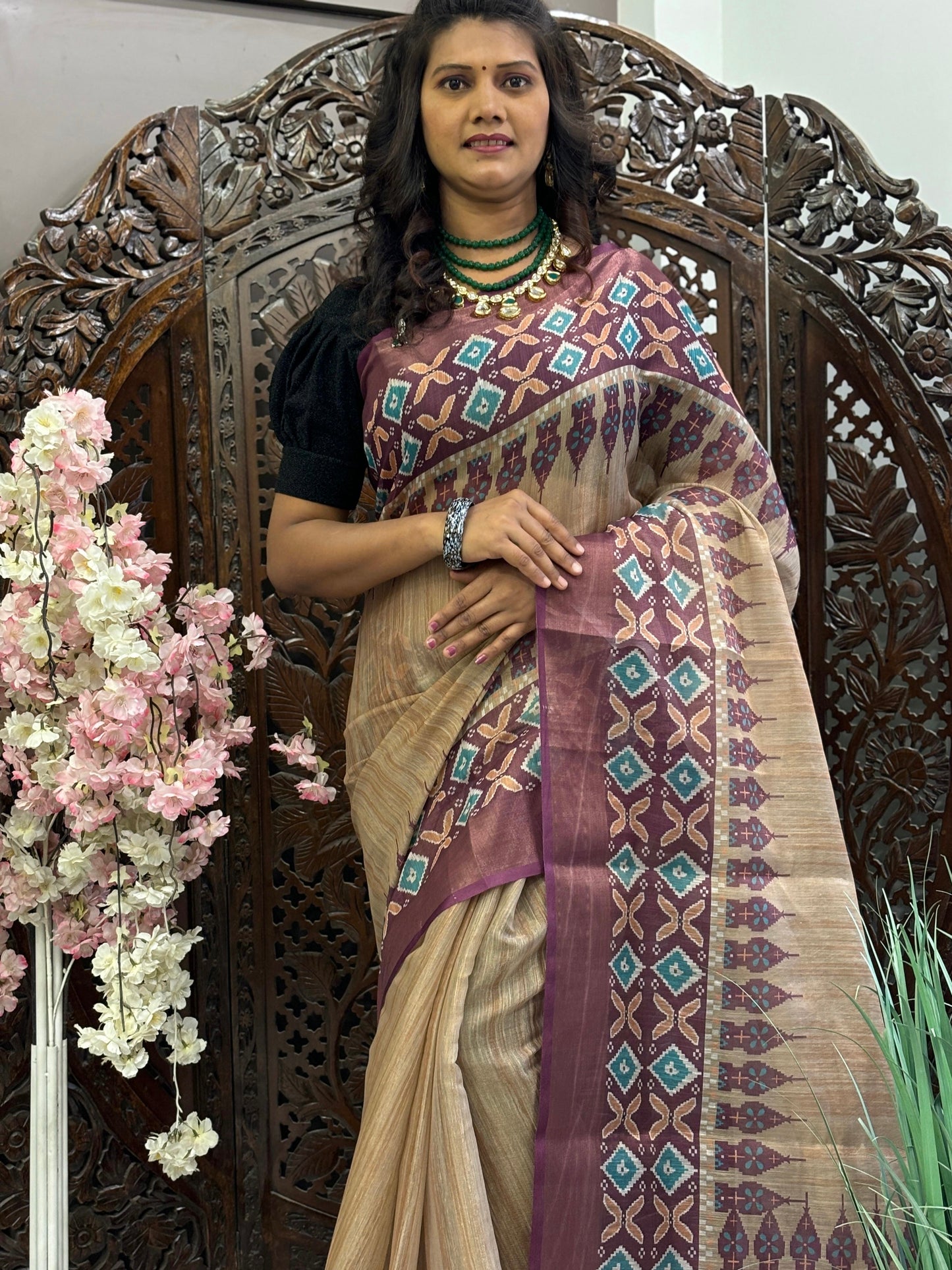 Exclusive Pure Erode Cotton Blends Patola Print Saree