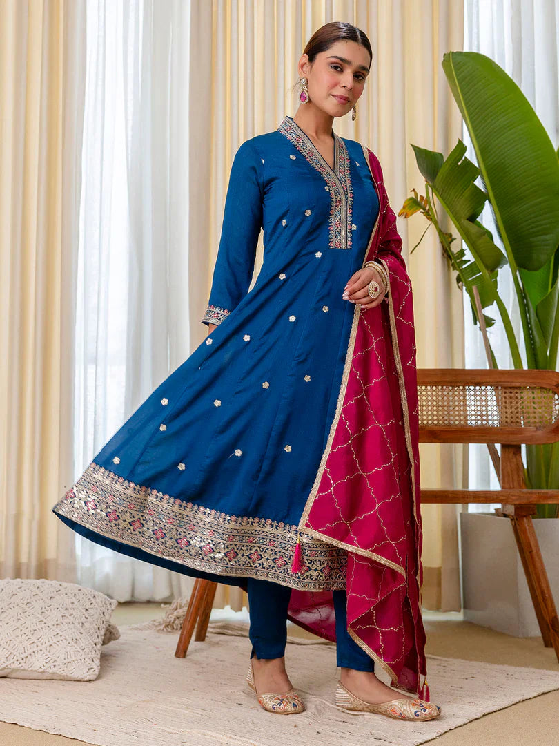 Ruhani Teal Special Designer Kurta Pant Set with Elegant Dupatta