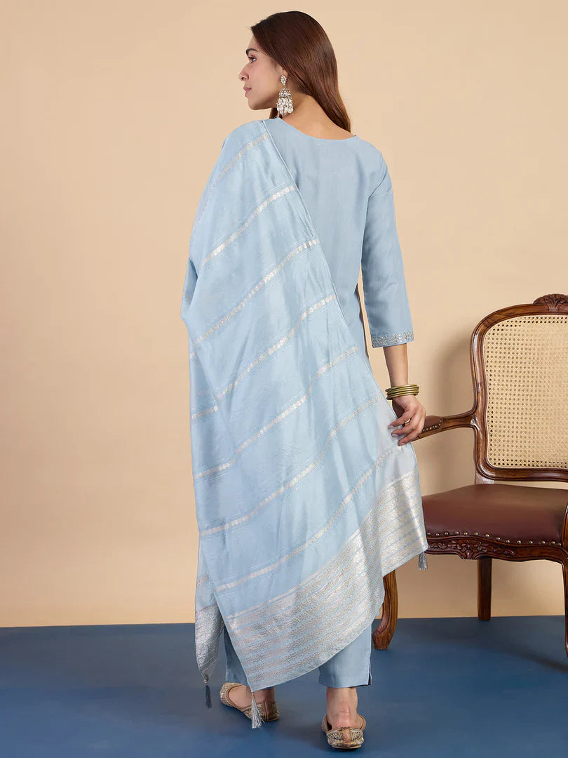 Myra Grey Women's Designer Kurta Pant Set Premium Pattern Collection