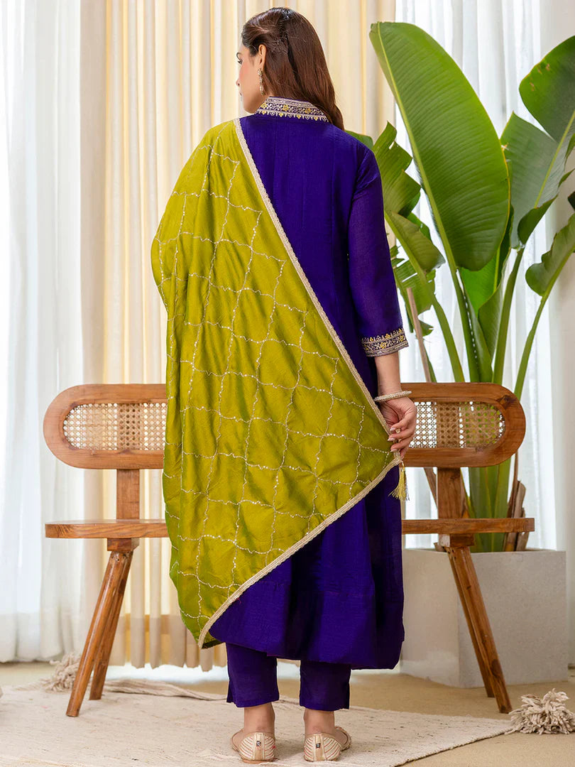 Ruhani Purple Special Designer Kurta Pant Set with Elegant Dupatta