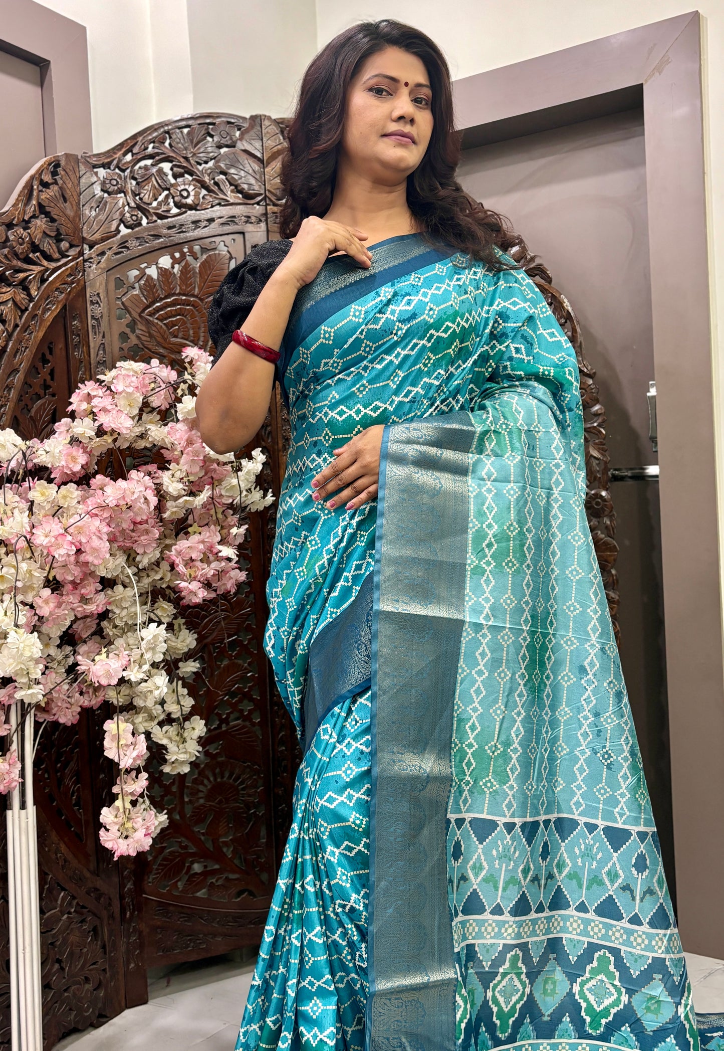 premium and rich quality soft Dola silk Digital Printed sarees