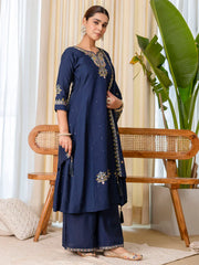 Zarika Teal-blue Exclusive Embroidered Kurta Plazo Set for Women
