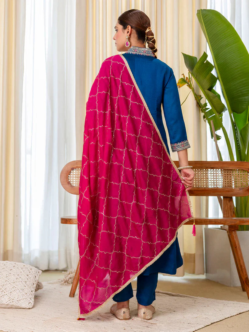 Ruhani Teal Special Designer Kurta Pant Set with Elegant Dupatta