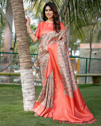 GORGEOUS SOFT BANARASI SILK ORANGE SAREE