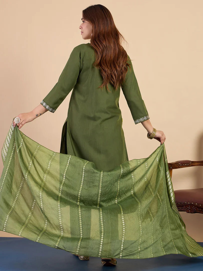 Myra Mehndi Women's Designer Kurta Pant Set Premium Pattern Collection