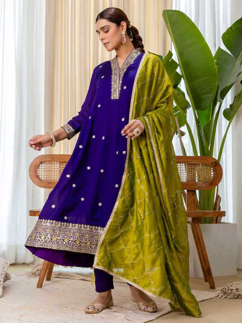 Ruhani Purple Special Designer Kurta Pant Set with Elegant Dupatta