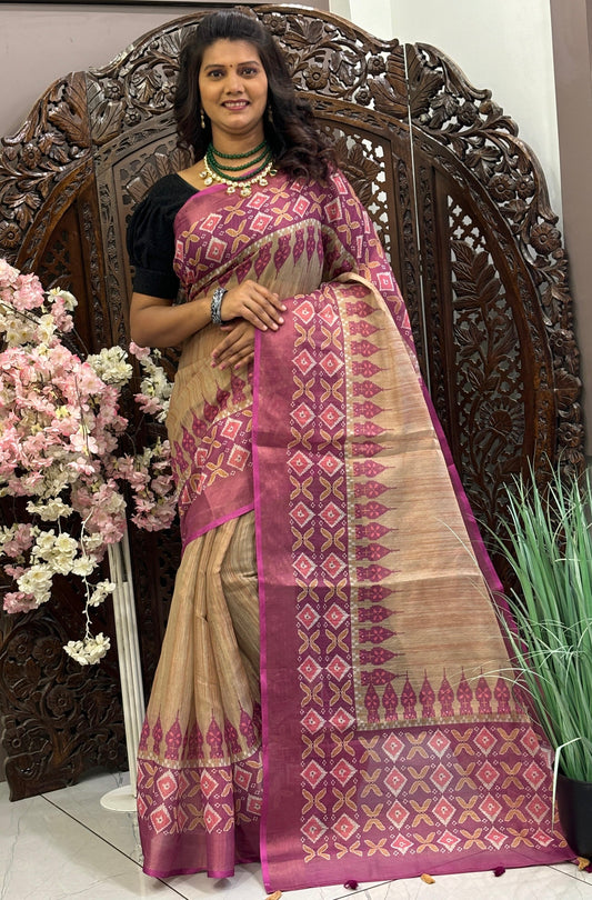 Exclusive Pure Erode Cotton Blends Patola Print Saree