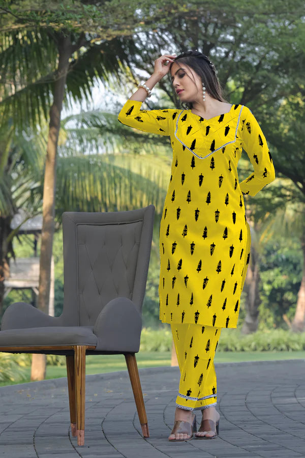 Yellow Women Printed Co-Ord Set