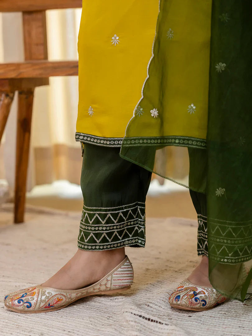 Meher Lemon Embroidred Kurta Sets with Sequins Work Women Suits