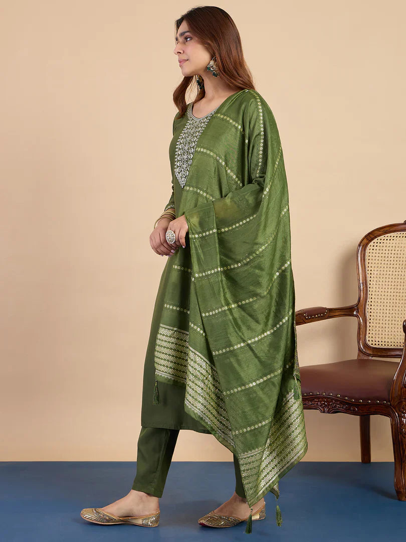 Myra Mehndi Women's Designer Kurta Pant Set Premium Pattern Collection
