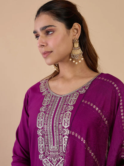 Nyra Purple Women’s Traditional Kurta Pant Set with Dupatta