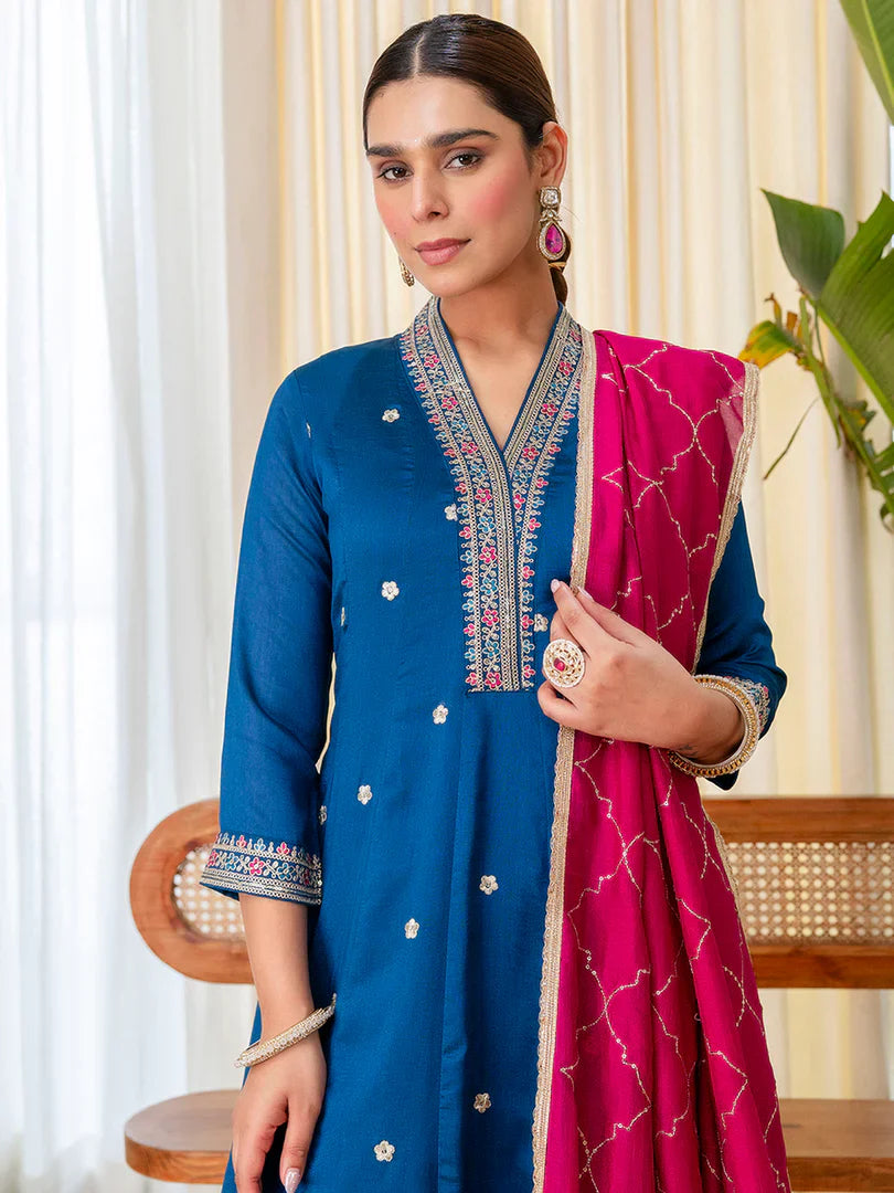 Ruhani Teal Special Designer Kurta Pant Set with Elegant Dupatta