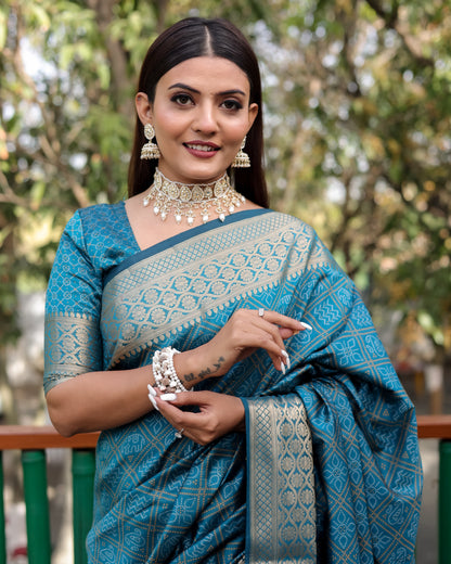 SKY BLUE WOVEN PATOLA SILK SAREE