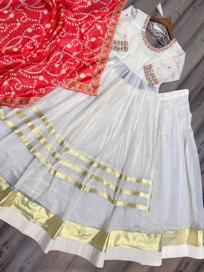 Navratri Special  Rajwadi Silk  Top With Full Flair Lehenga