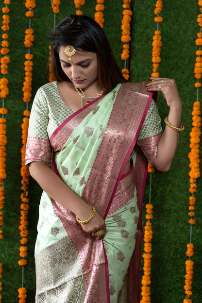Self Design Paithani Pure Silk Green Saree