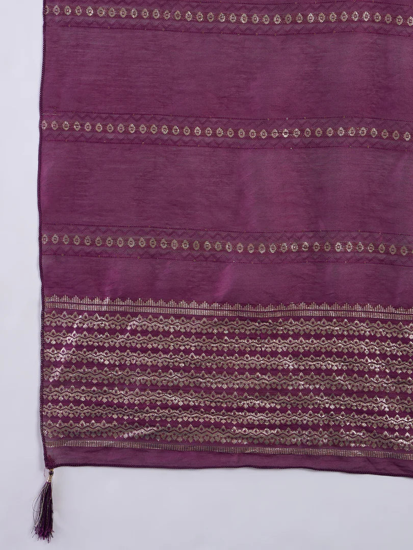 Riva Purple Elegant Embroidered Kurta Pant Set for Women