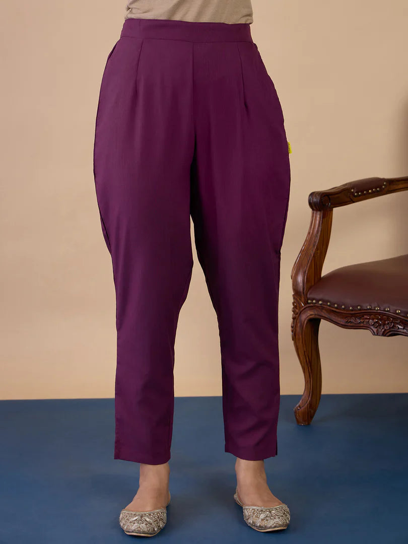 Riva Purple Elegant Embroidered Kurta Pant Set for Women