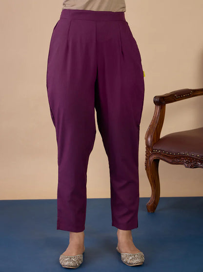 Riva Purple Elegant Embroidered Kurta Pant Set for Women