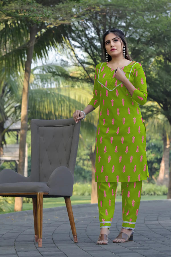 Pista Green Women Printed Co-Ord Set