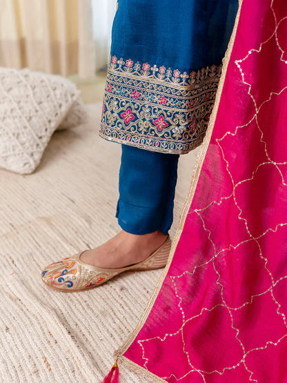 Ruhani Teal Special Designer Kurta Pant Set with Elegant Dupatta