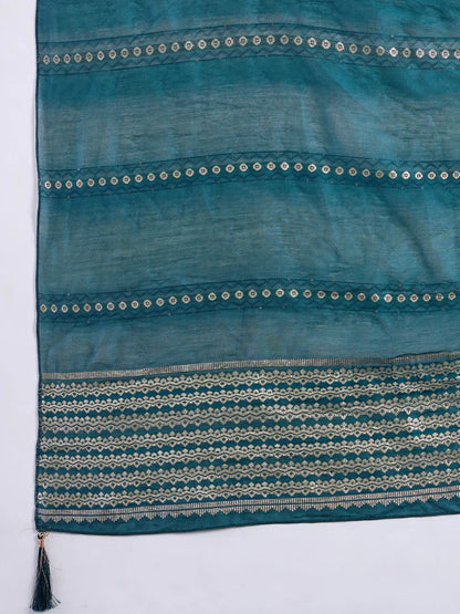 Riva Teal Elegant Embroidered Kurta Pant Set for Women