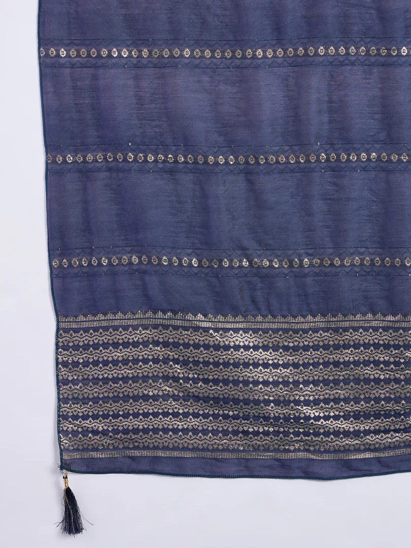 Nyra Navy Blue Women’s Traditional Kurta Pant Set with Dupatta