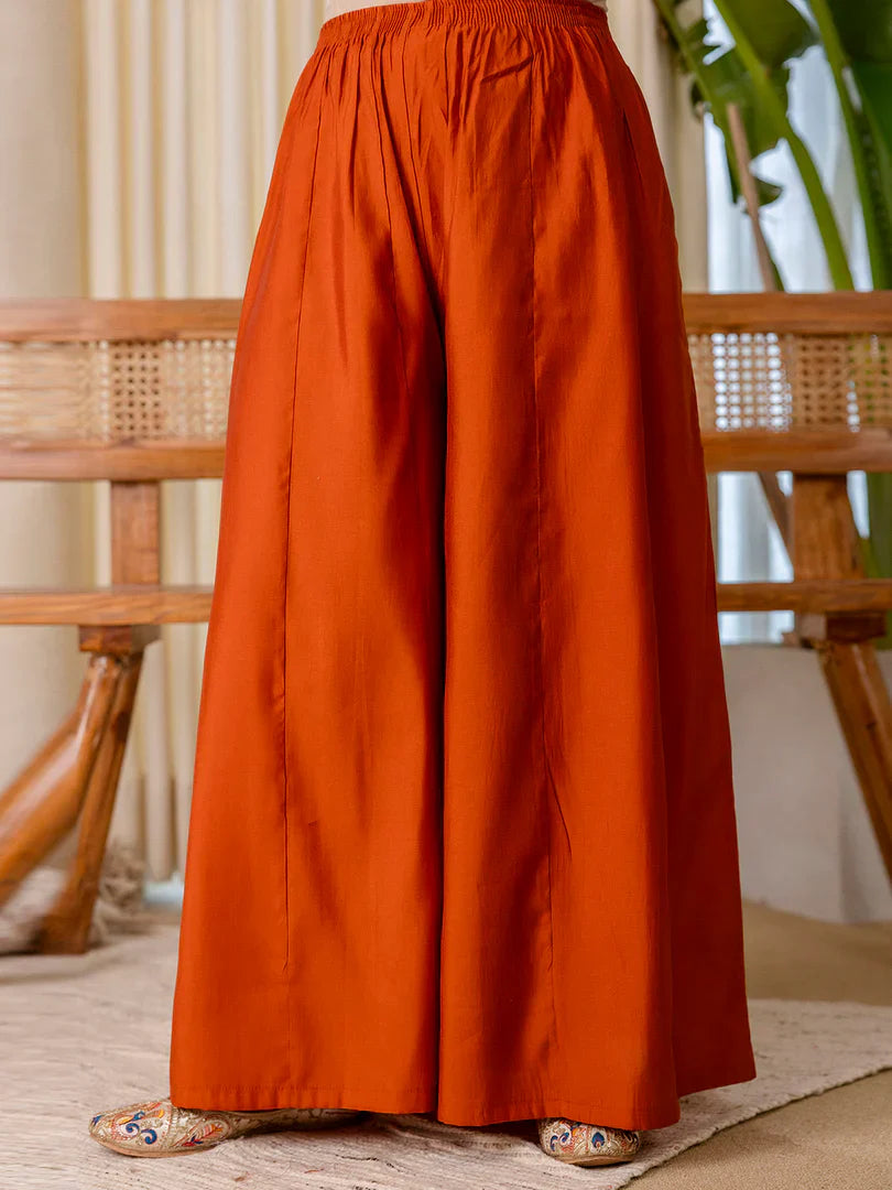 Noor-E-Nazakat Rust Designer Kurta Plazo Set