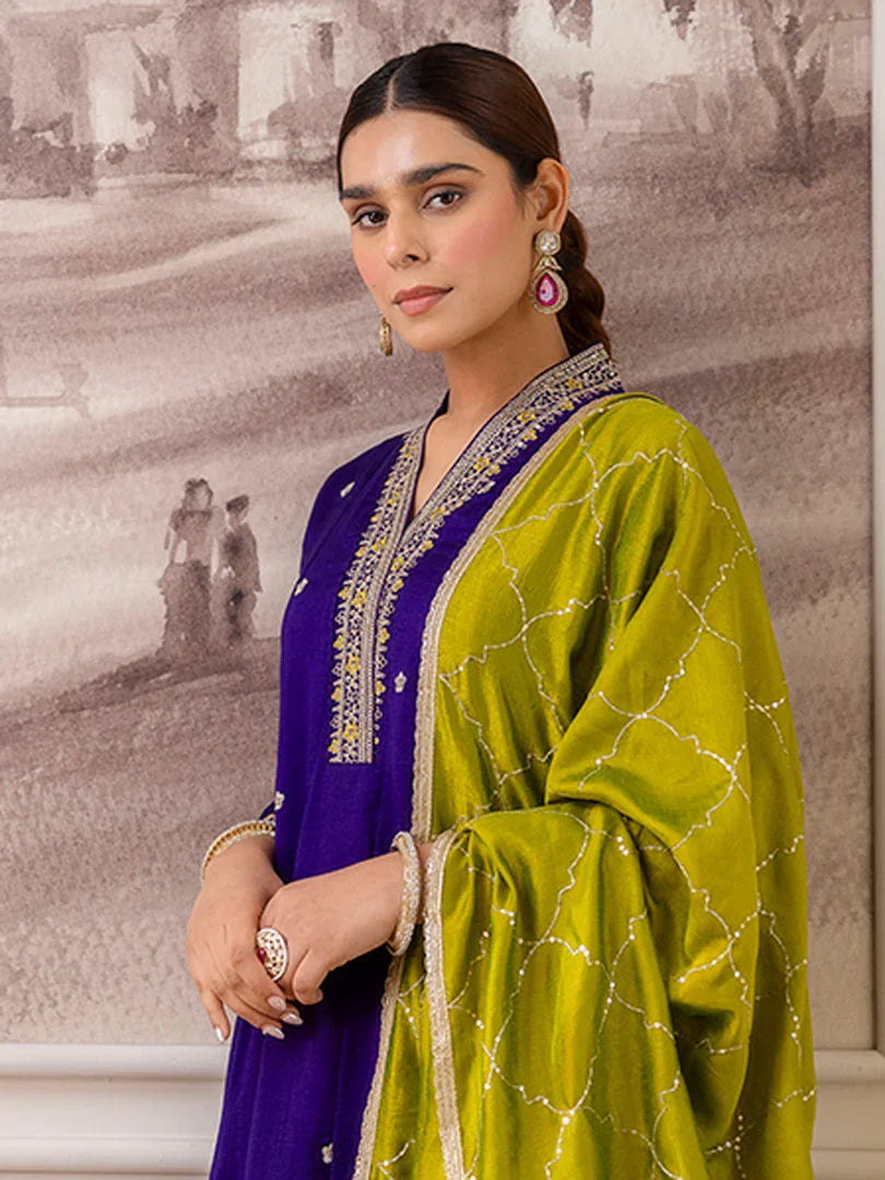 Ruhani Purple Special Designer Kurta Pant Set with Elegant Dupatta