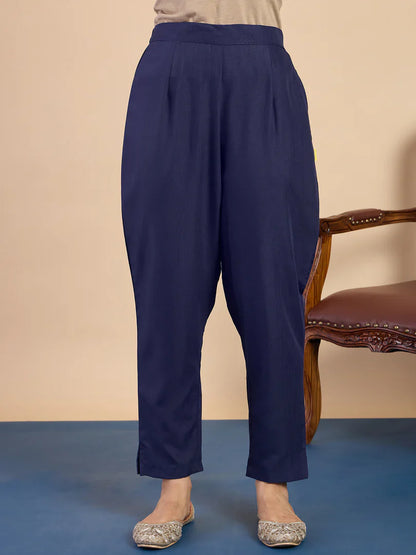 Nyra Navy Blue Women’s Traditional Kurta Pant Set with Dupatta