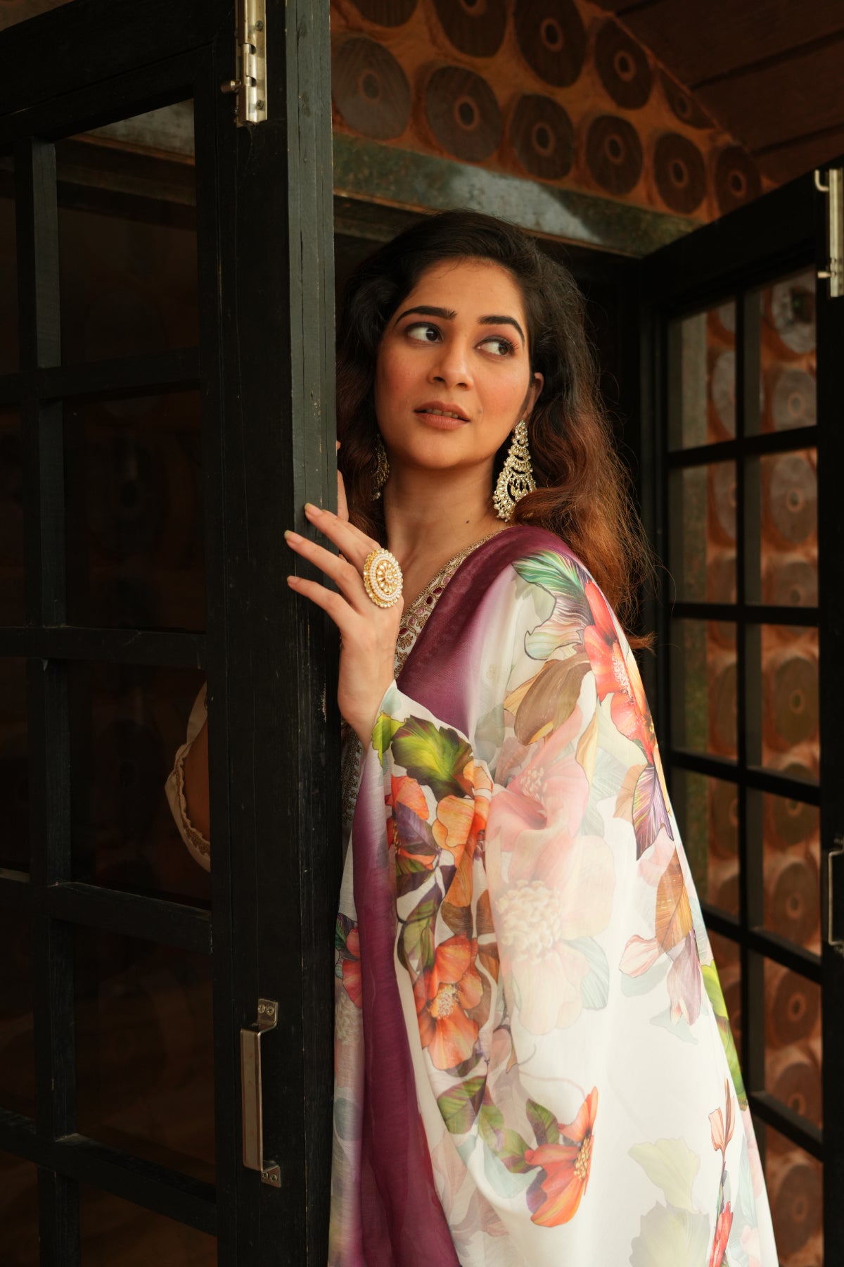 Women's White Roman Silk Embroidered Kurta Pant Set with Floral Digital Print Chanderi Silk Dupatta | Festive & Party Wear Suit Set
