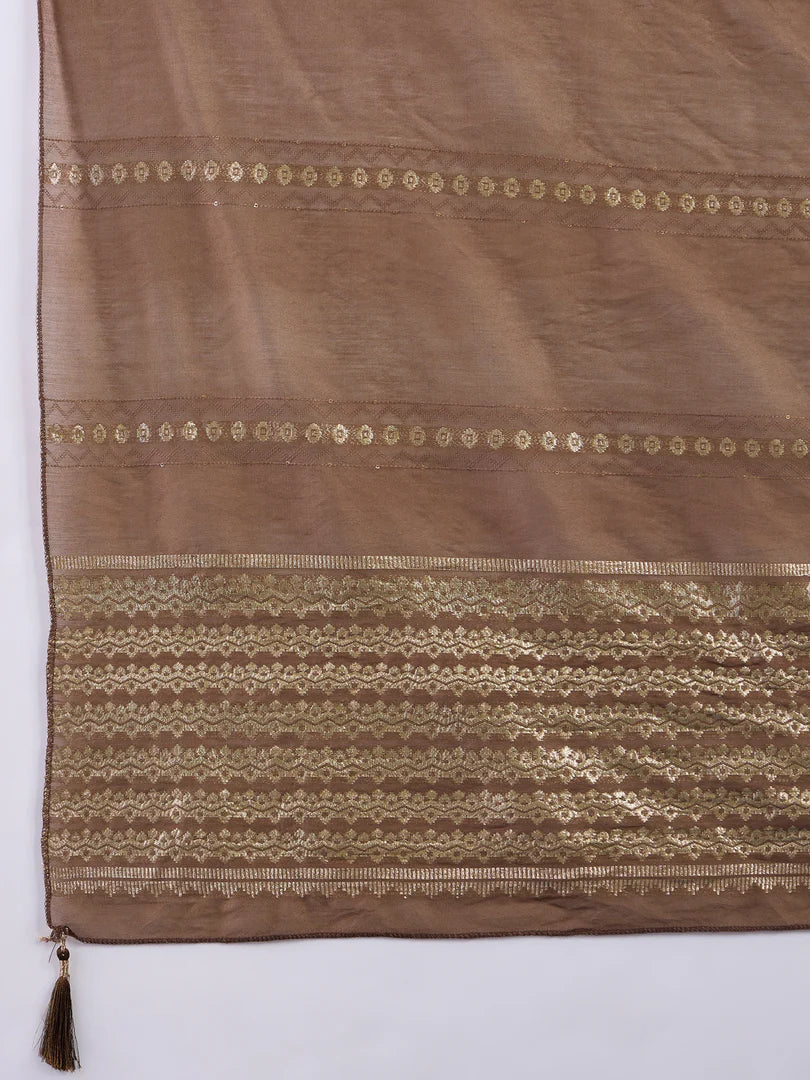 Riva Brown Elegant Embroidered Kurta Pant Set for Women