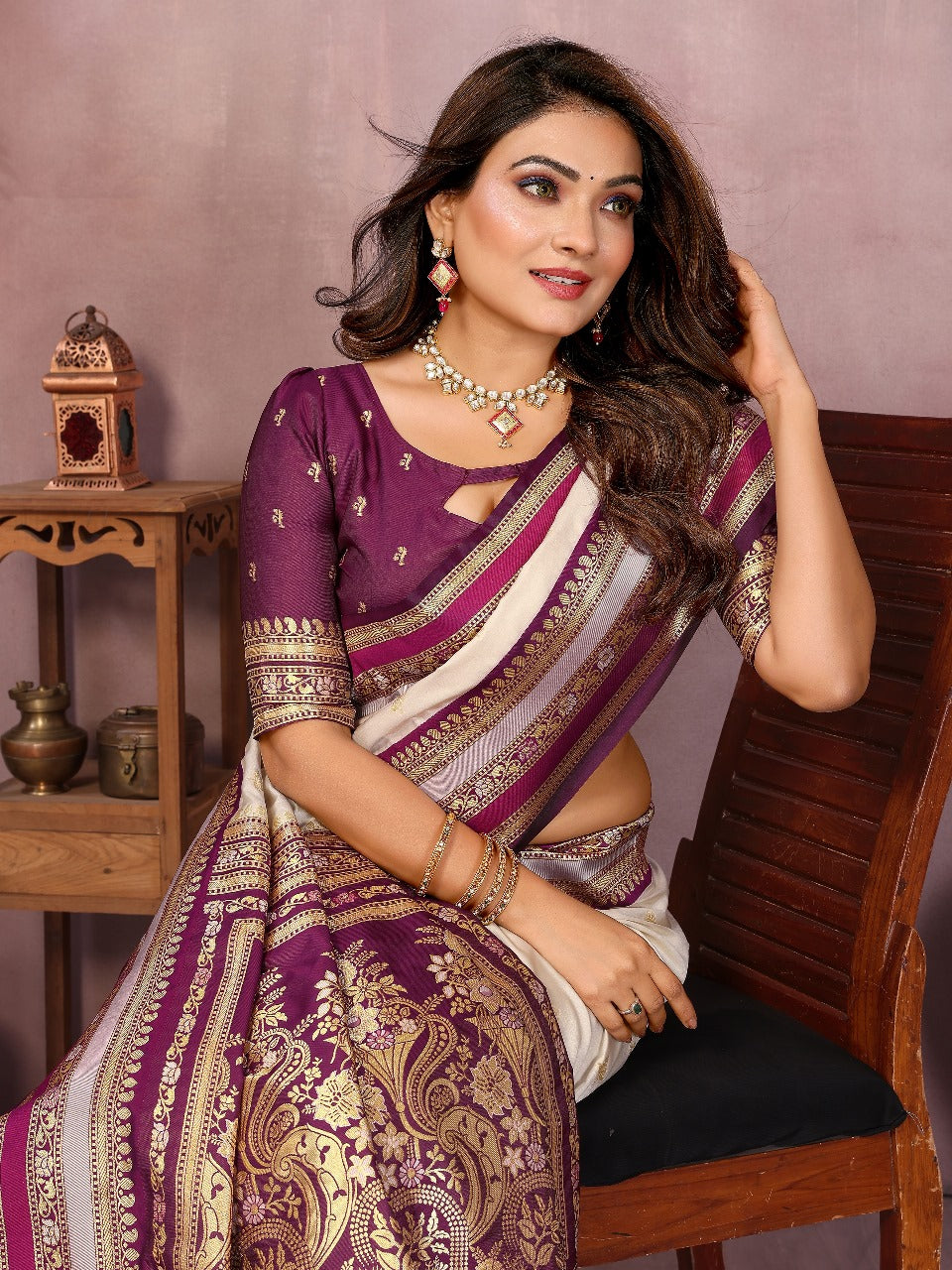 Pure Handloom Navy Blue & Red Kalamkari Silk Saree with Zari Woven Border & Pallu