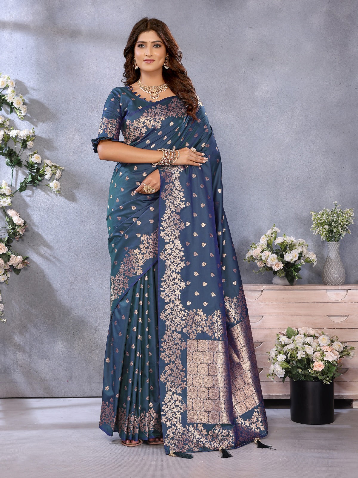 Premium Summer Maroon Banarasi Silk Saree with Exclusive Gala Weaving Work