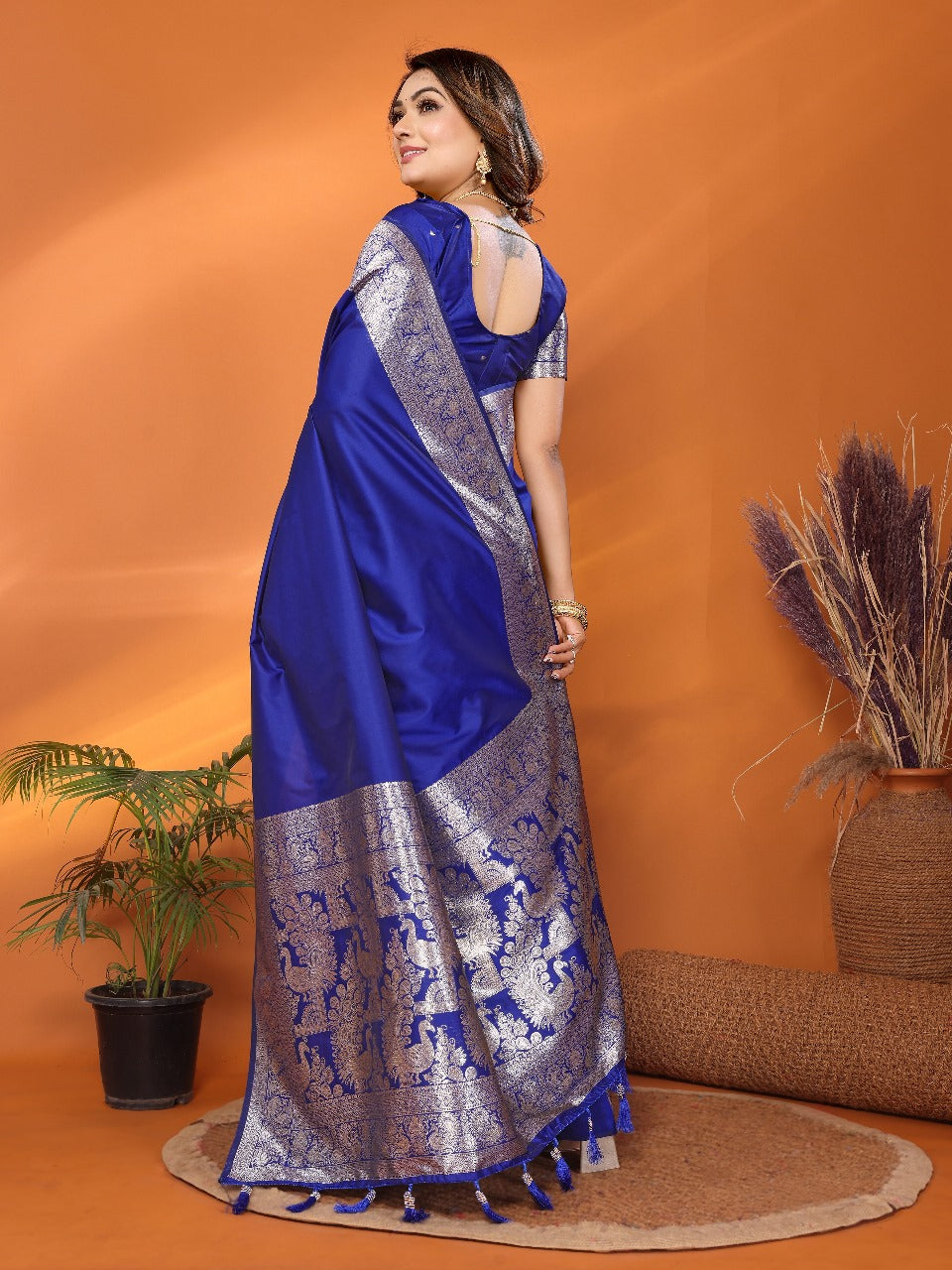 Blue Premium Pure Soft Banarasi Silk Saree